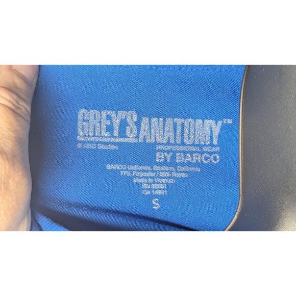 Barco Grey's Anatomy Women's Small Blue V-Neck Scrub Top with Pockets - Picture 3 of 4
